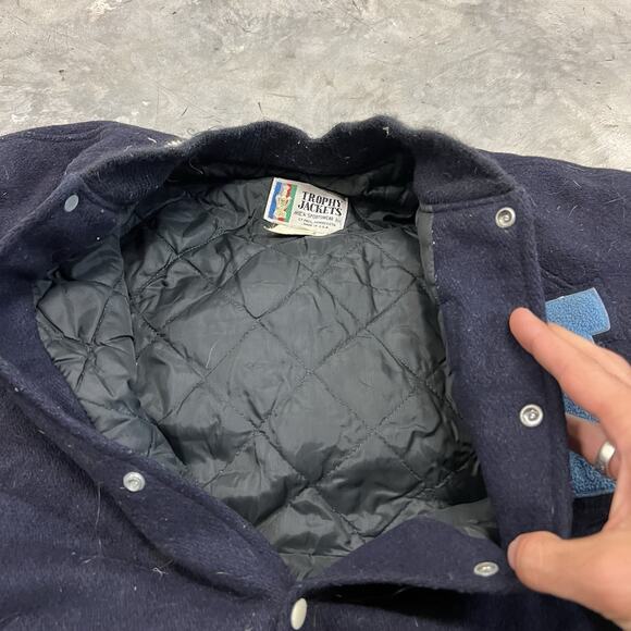 Vintage Trophy Jackets Size 48 Blue Letterman's Varisty Jacket "M" Football USA - Picture 5 of 7